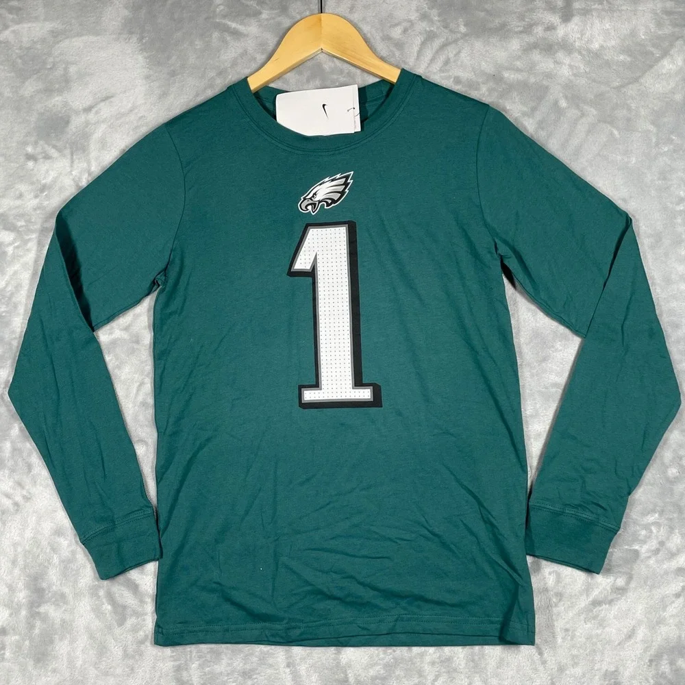 Nike Philadelphia Eagles Jalen Hurts 1 Youth Large Long Sleeve Shirt Green New